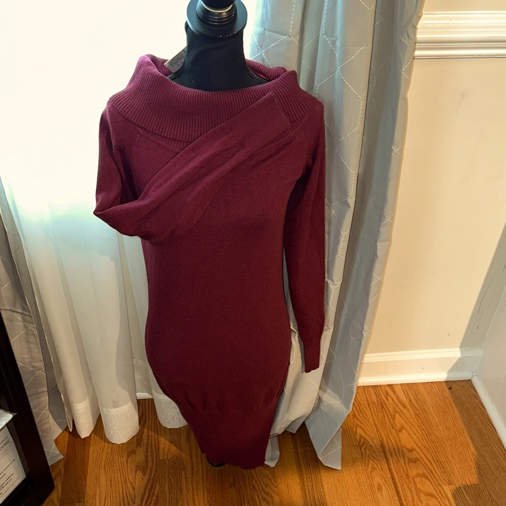 Elegant Burgundy Knit Dress